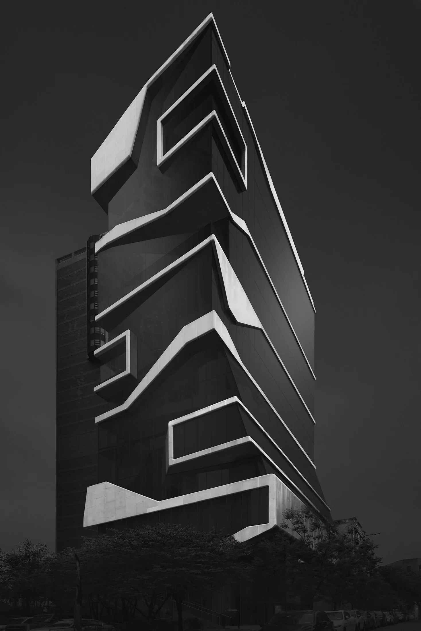 Architecture fine-art en noir et blanc, &eacute;tude de lignes et de volumes