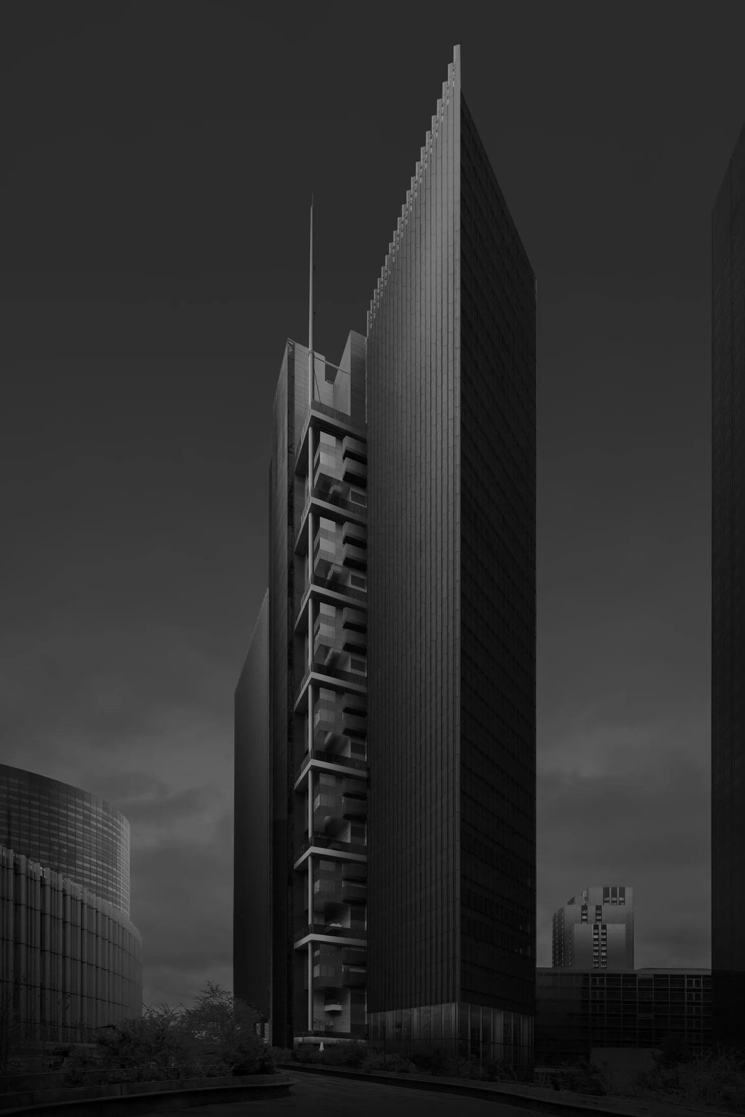 Architecture fine-art en noir et blanc, &eacute;tude de lignes et de volumes