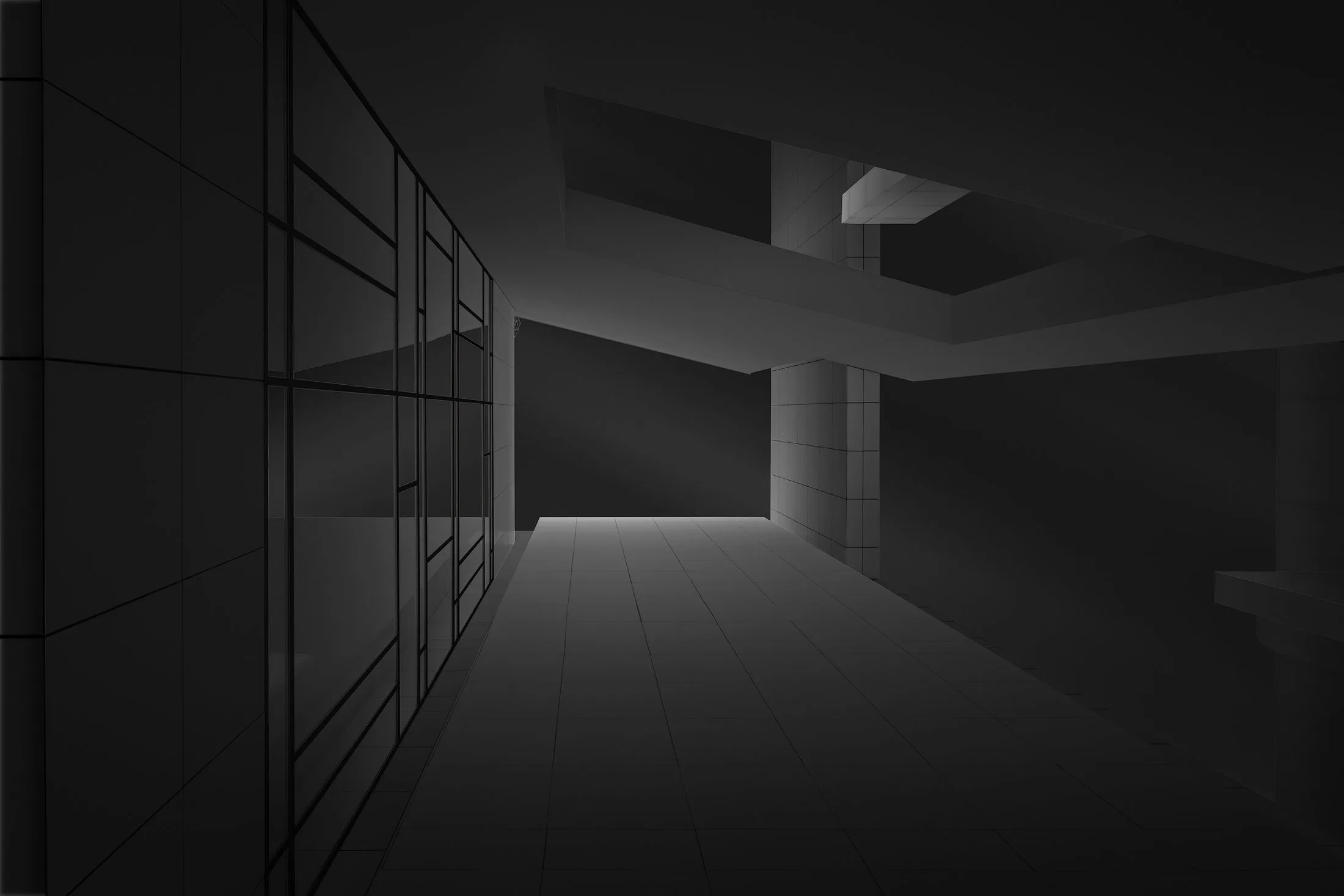 Architecture fine-art en noir et blanc, &eacute;tude de lignes et de volumes