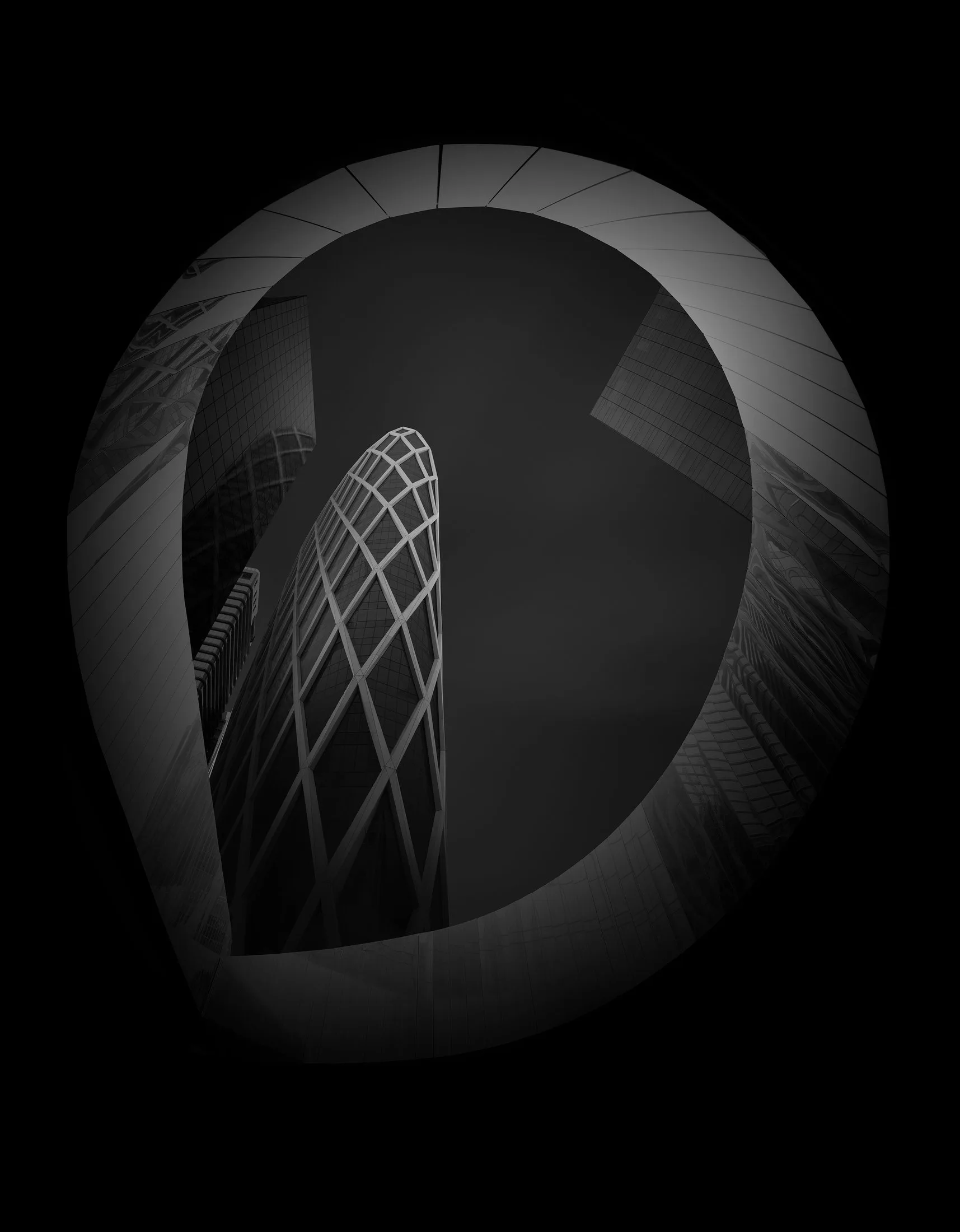 Architecture fine-art en noir et blanc, &eacute;tude de lignes et de volumes