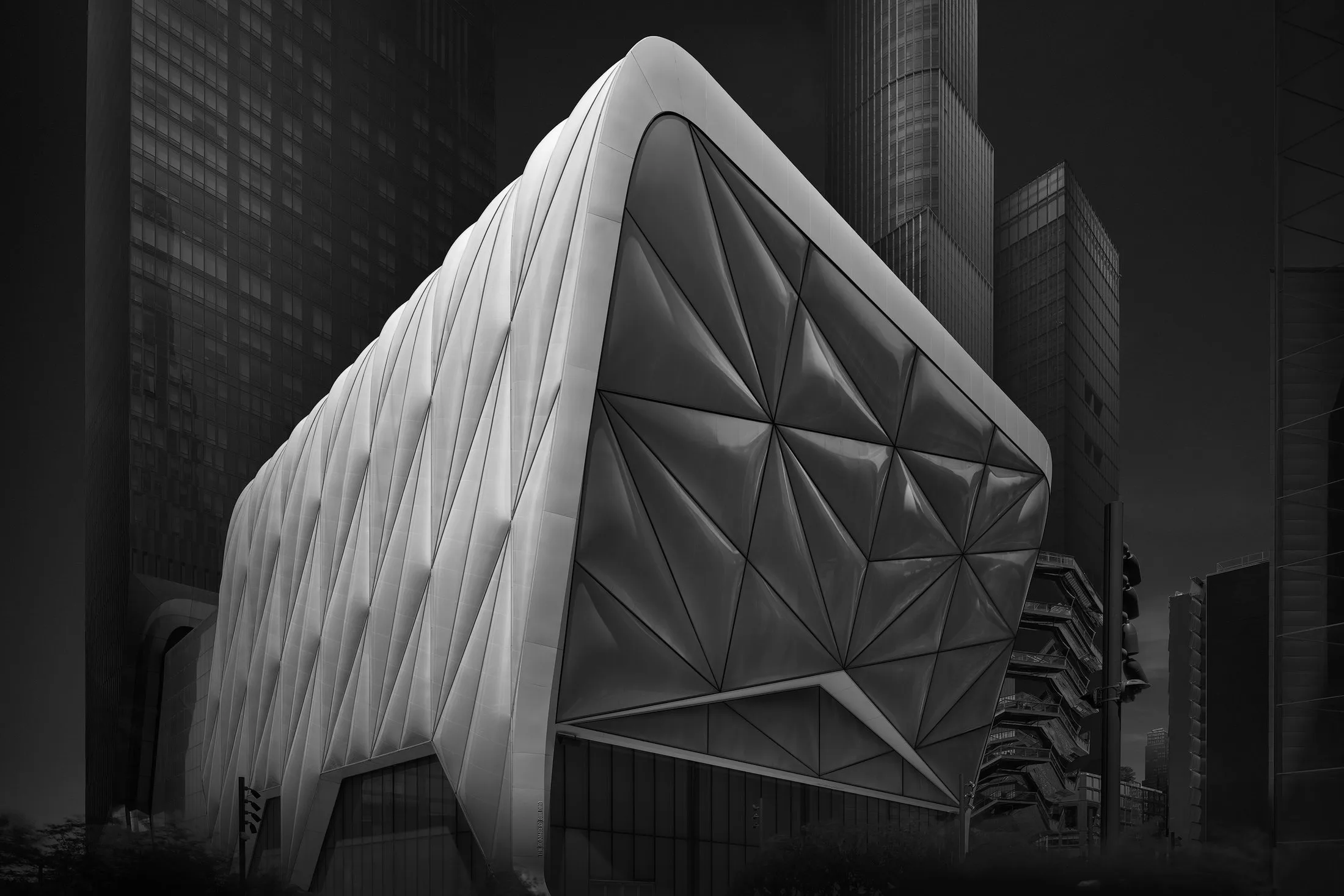 Architecture fine-art en noir et blanc, &eacute;tude de lignes et de volumes